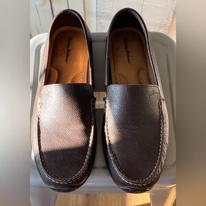 Tommy Bahama Dark Brown Leather Slip-On Loafers